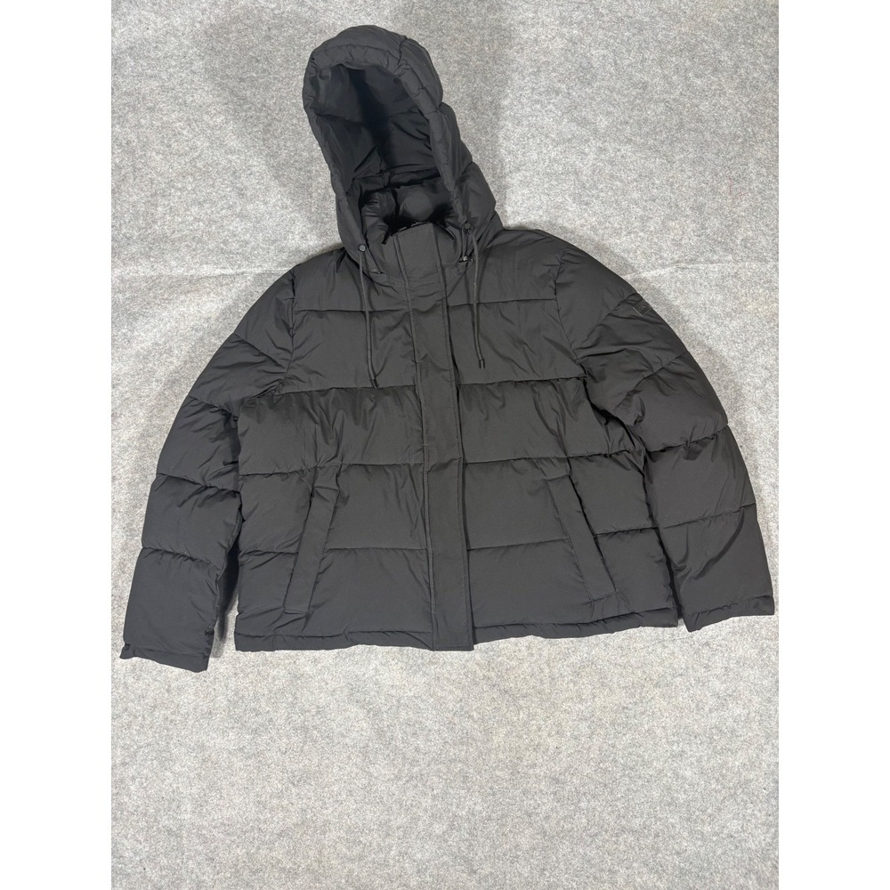 Calvin Klein Black Puffer Hooded Jacket Women's XL Full Zip Warm Winter Coat